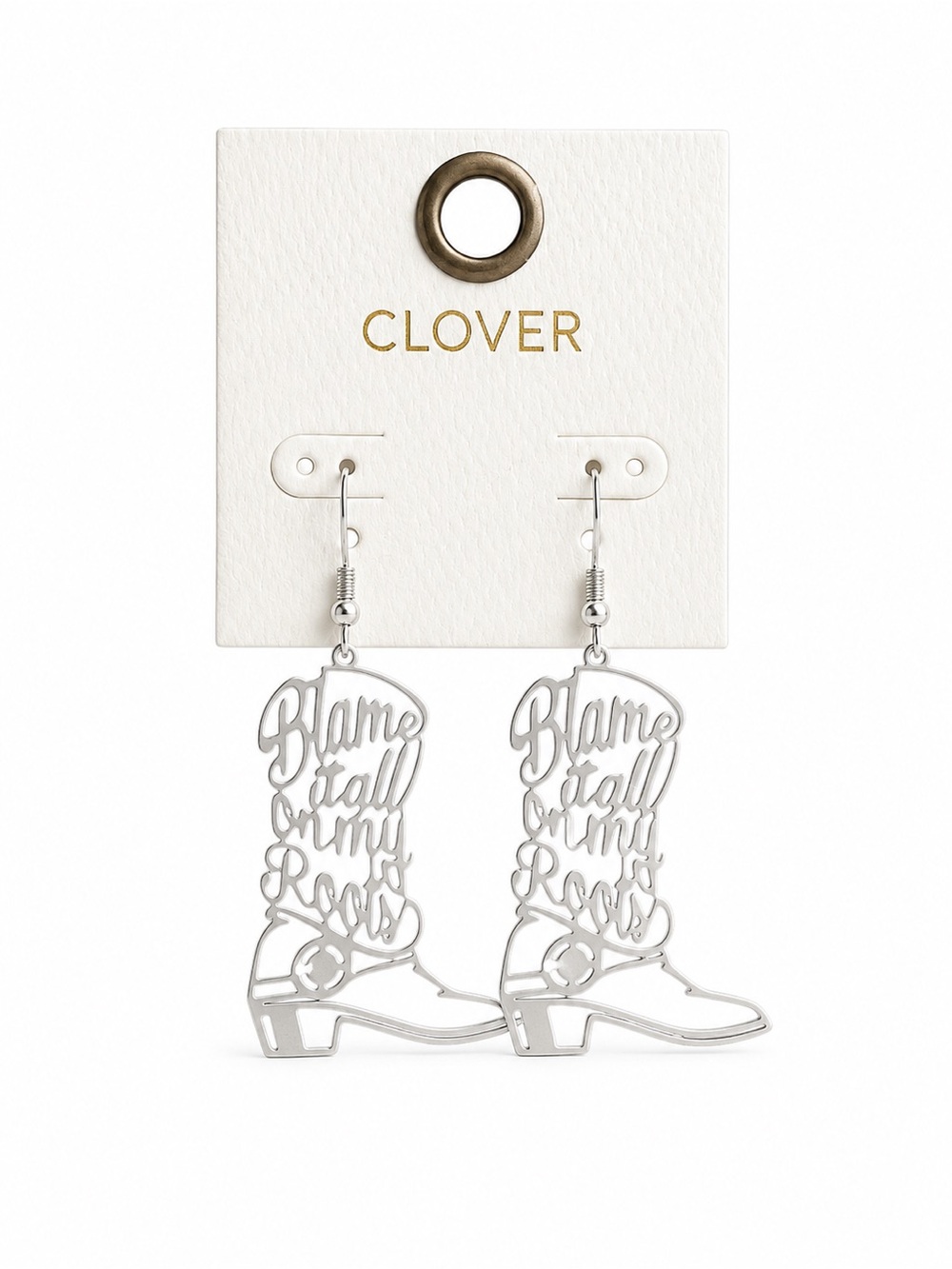 Western Cowboy Silver Boot Dangle Earrings Country Boho Rodeo Cowgirl Statement